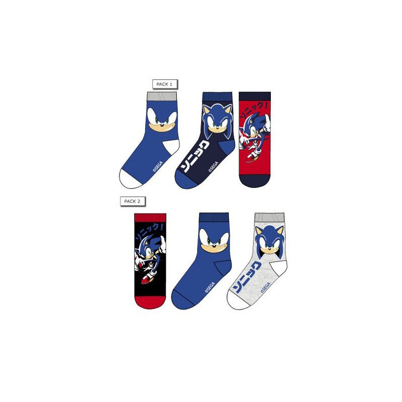 Pack 3 pares de meias Sonic