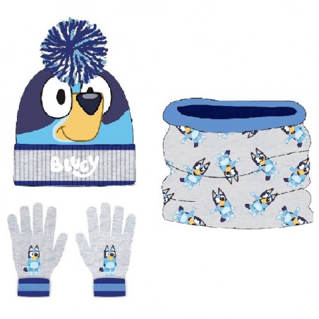 Conjunto gorro, gola e luvas Bluey