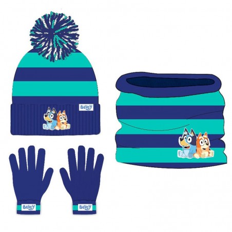 Conjunto gorro, gola e luvas Bluey