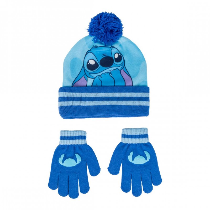 Conjunto gorro e luvas Stitch