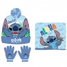 Conjunto gorro, gola e luvas Stitch