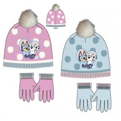 Conjunto gorro e luvas Bluey